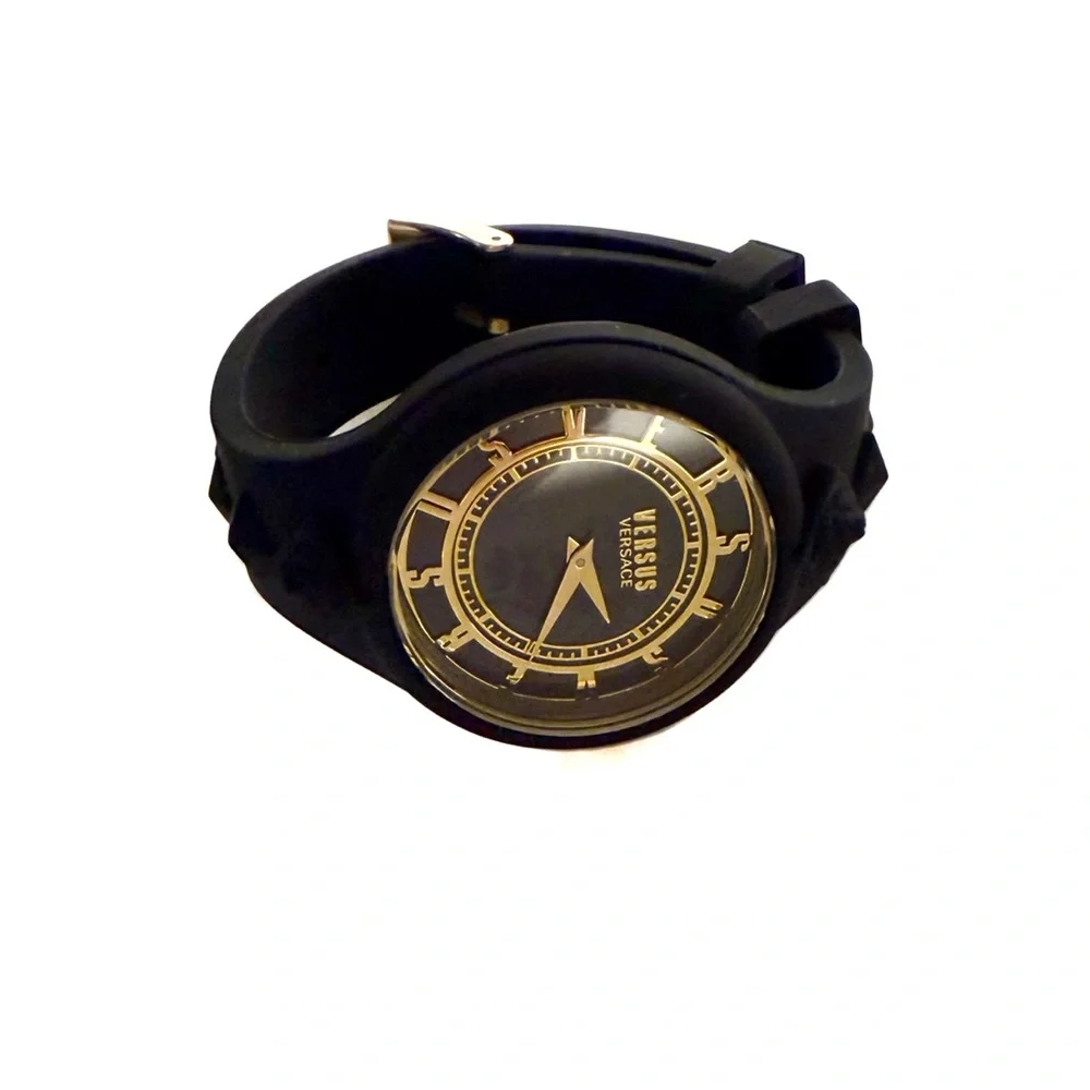 VERSACE Versus Versace Black Gold Lion Head Watch NWT